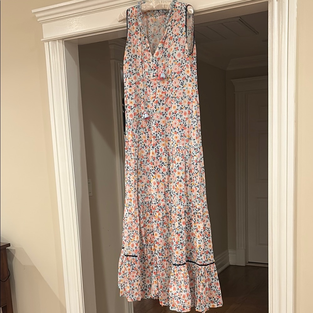 Poupette St Barth Pink Ruffled Tiered Maxi Sundress